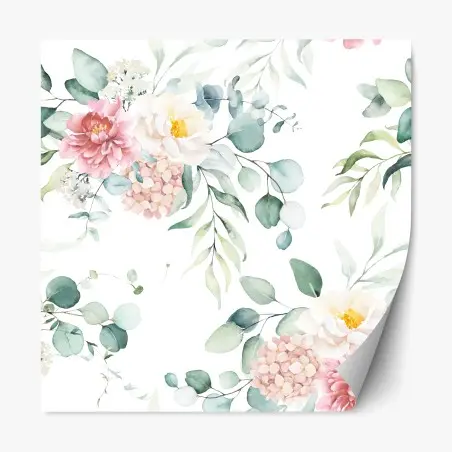 Repositionierbarer Aufkleber zarter aquarellblumenstrauß – Wallnifity®