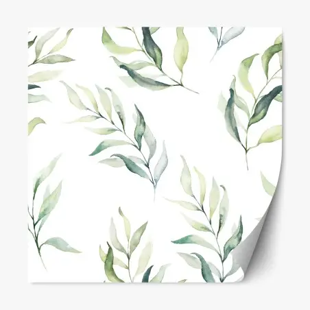 Repositionierbarer Aufkleber sanftes aquarellmuster mit eukalyptusblättern – Wallnifity®