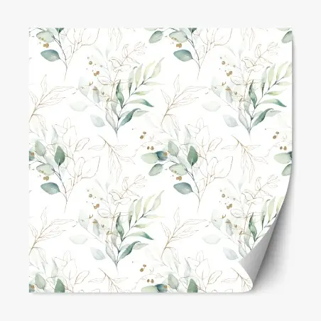 Repositionierbarer Aufkleber sanftes eukalyptus aquarellmuster – Wallnifity®