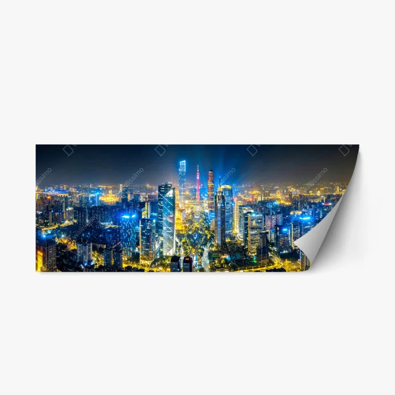 Repositionierbarer Aufkleber nachtpanorama skyline Guangzhou