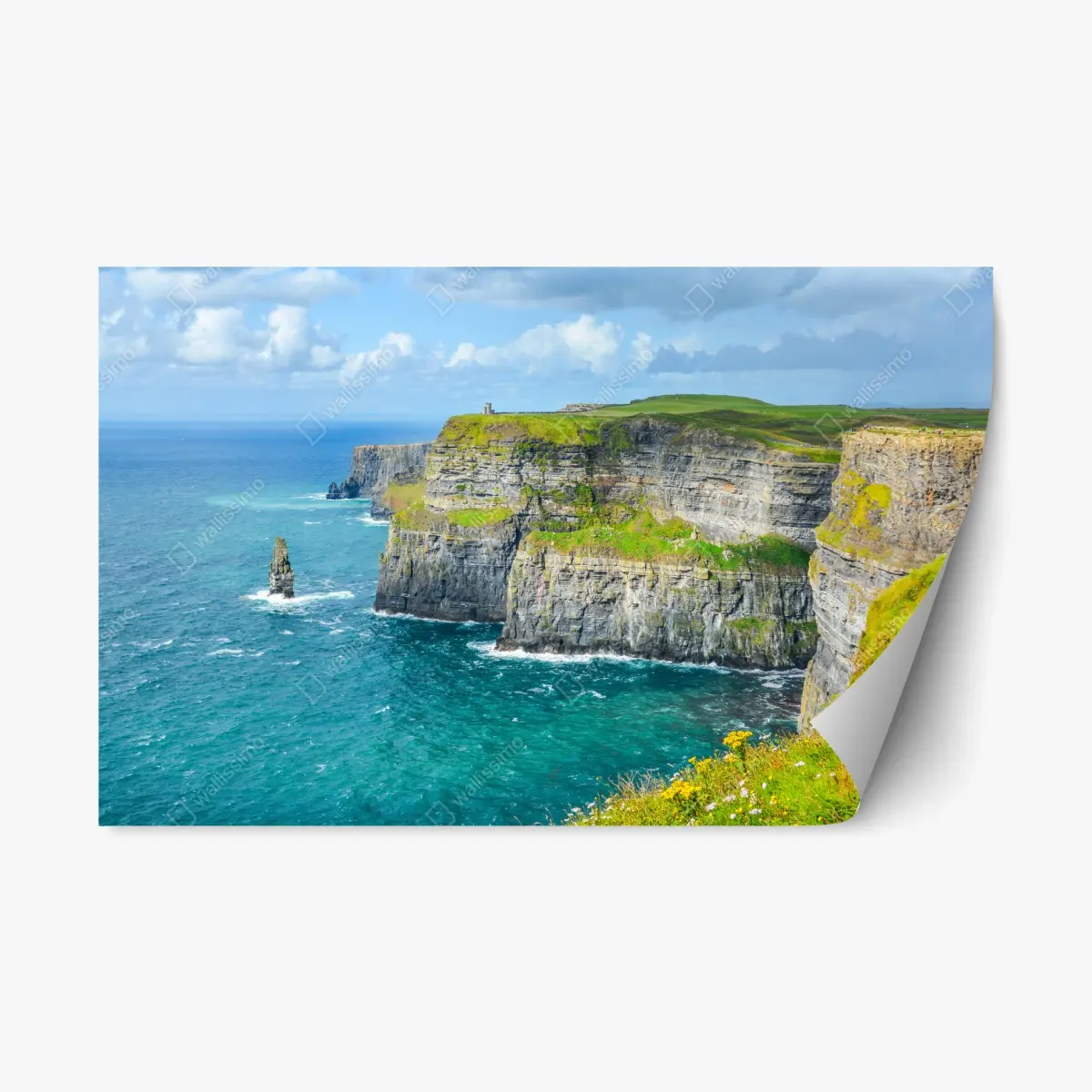 Repositionierbarer Aufkleber dramatische küstenklippen mit meerblick – Wallnifity®