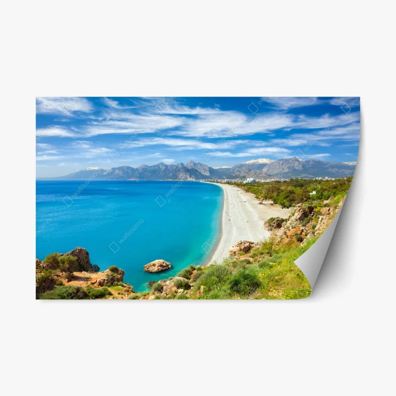 Repositionierbarer Aufkleber ruhiger strand von Konyaalti, Antalya
