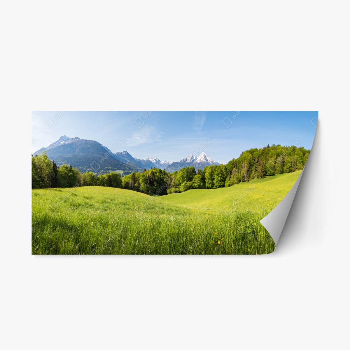 Repositionierbarer Aufkleber ruhiges alpines wiesenpanorama – Wallnifity®