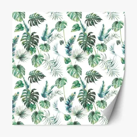 Repositionierbarer Aufkleber aquarell tropische blätter muster – Wallnifity®