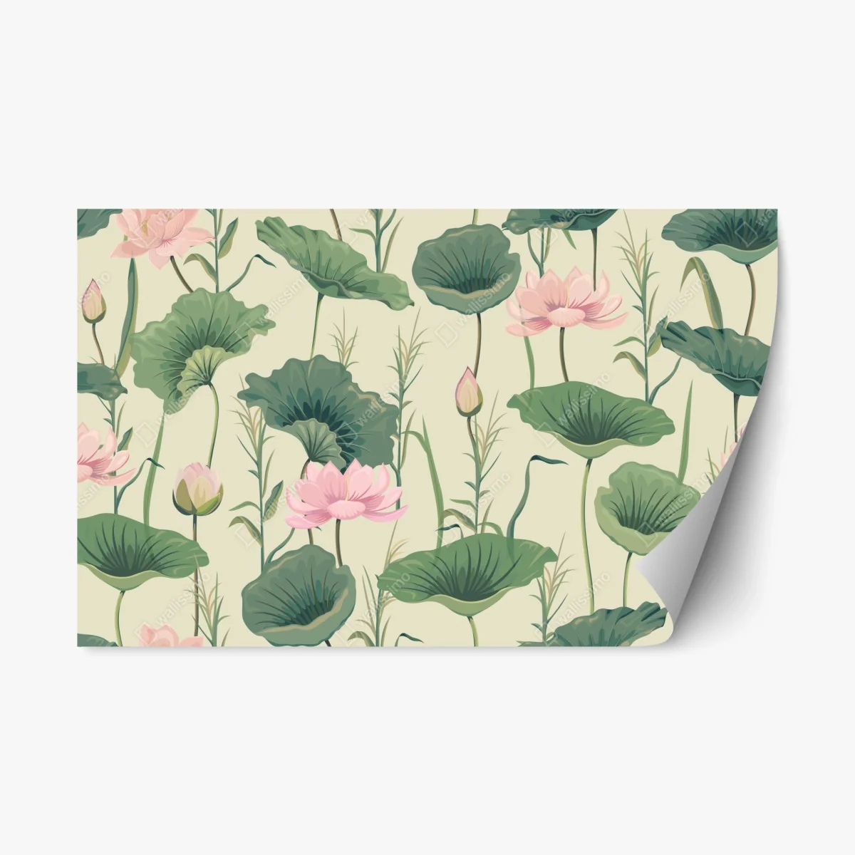 Repositionierbarer Aufkleber sanfter lotusgarten botanisches muster – Wallnifity® Repositionierbarer Aufkleber sanfter lotusgarten botanisches muster – Wallnifity®