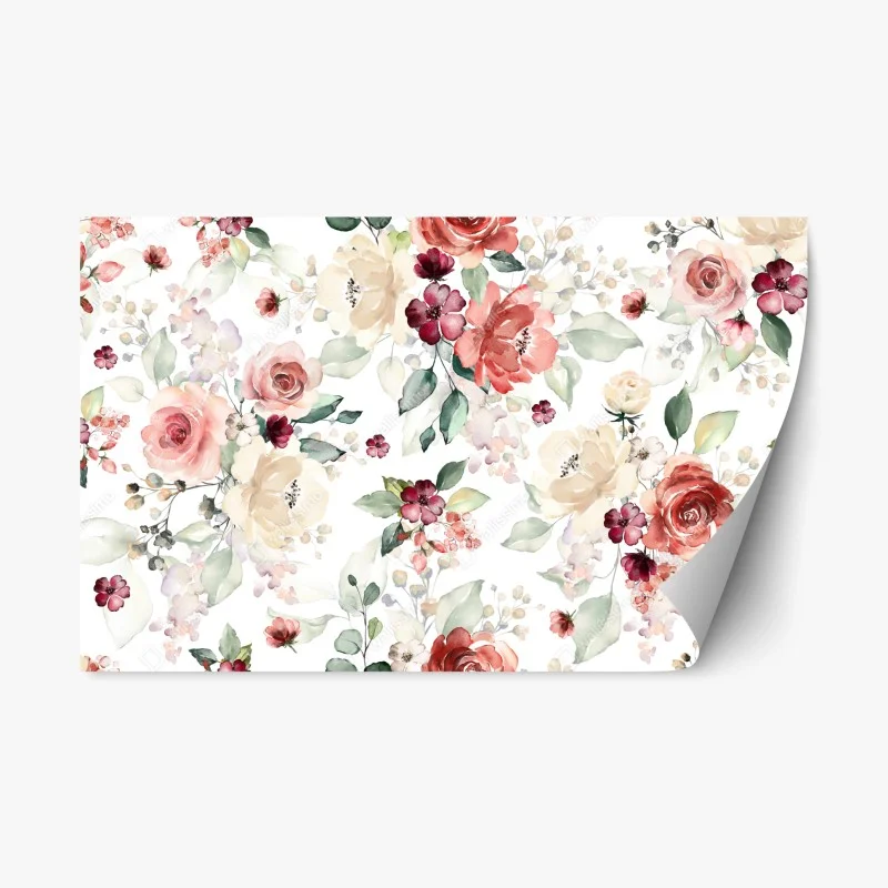 Repositionierbarer Aufkleber zartes aquarell rosenmuster