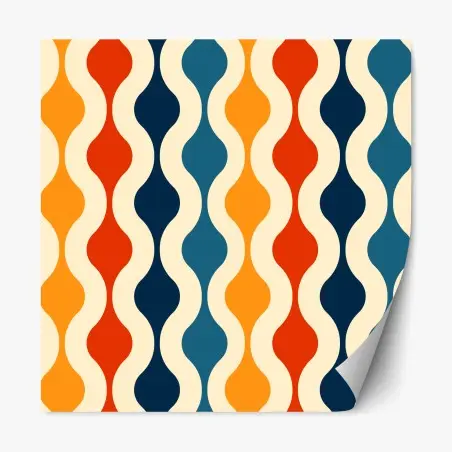 Repositionierbarer Aufkleber retro welliges mid-century muster – Wallnifity®