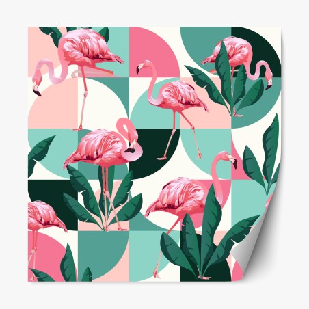 Repositionierbarer Aufkleber verspieltes rosa flamingo-muster – Wallnifity®