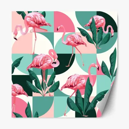 Repositionierbarer Aufkleber verspieltes rosa flamingo-muster – Wallnifity®