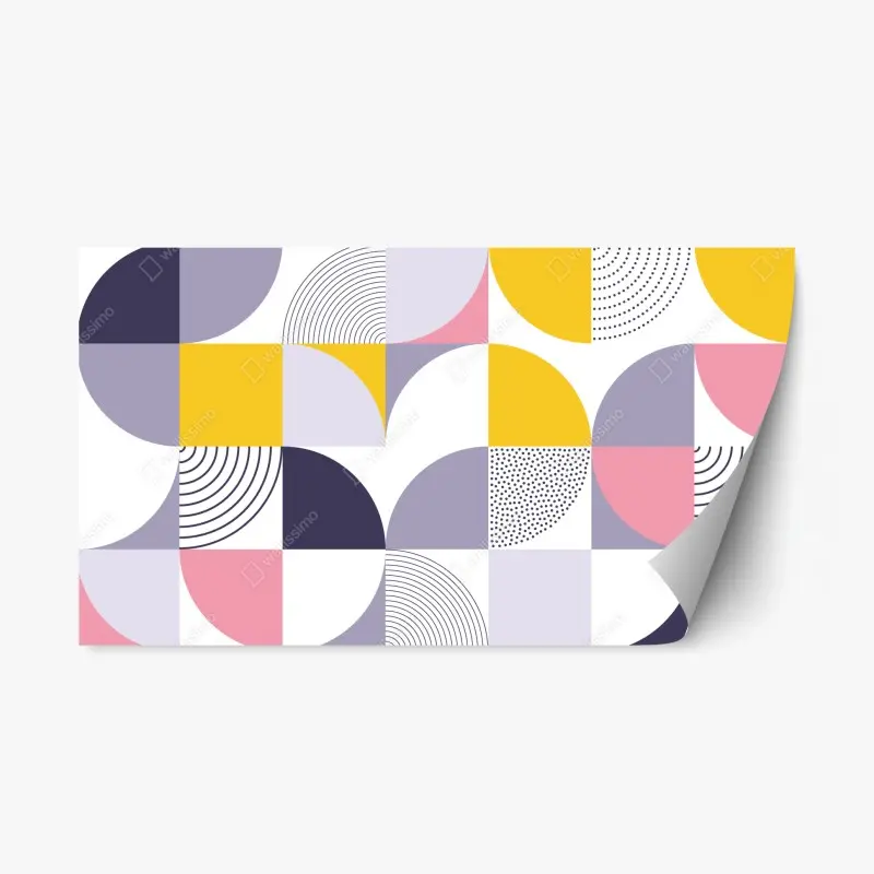 Repositionierbarer Aufkleber pastellfarbenes geometrisches muster mit halbkreisen