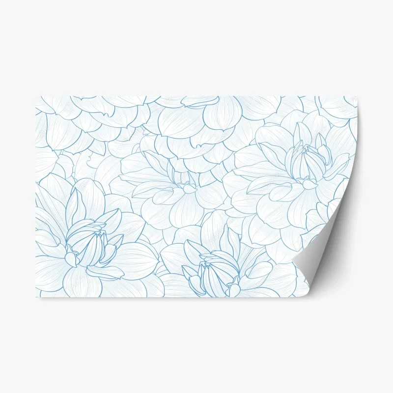Repositionierbarer Aufkleber zartes blaues blumenmuster