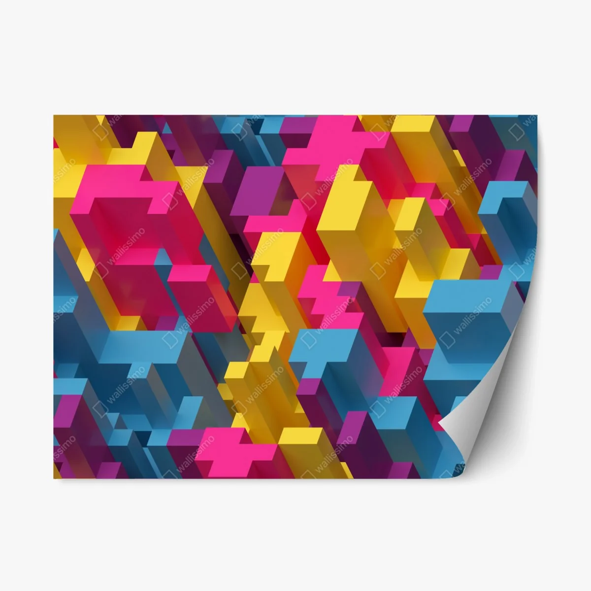 Repositionierbarer Aufkleber buntes 3d-voxel-muster – Wallnifity® Repositionierbarer Aufkleber buntes 3d-voxel-muster – Wallnifity®