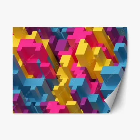 Repositionierbarer Aufkleber buntes 3d-voxel-muster – Wallnifity®