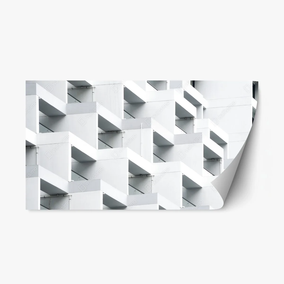 Repositionierbarer Aufkleber weiße betonfassade im geometrischen muster – Wallnifity® Repositionierbarer Aufkleber weiße betonfassade im geometrischen muster – Wallnifity®