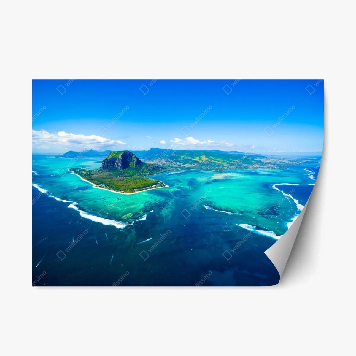 Repositionierbarer Aufkleber panorama Le Morne über der lagune von Mauritius – Wallnifity®