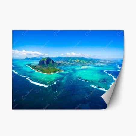Repositionierbarer Aufkleber panorama Le Morne über der lagune von Mauritius – Wallnifity®