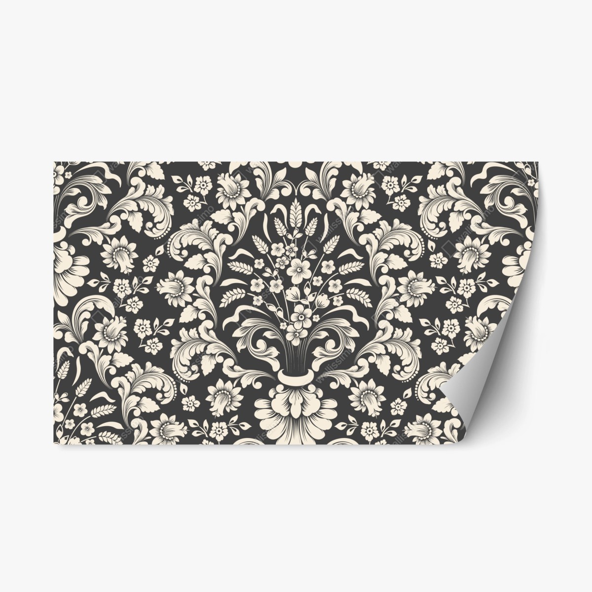Repositionierbarer Aufkleber vintage blumiges damastmuster – Wallnifity®