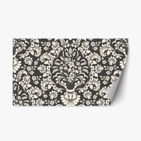 Repositionierbarer Aufkleber vintage blumiges damastmuster – Wallnifity®
