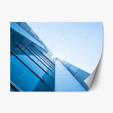 Repositionierbarer Aufkleber moderne blaue glasfassade – Wallnifity®