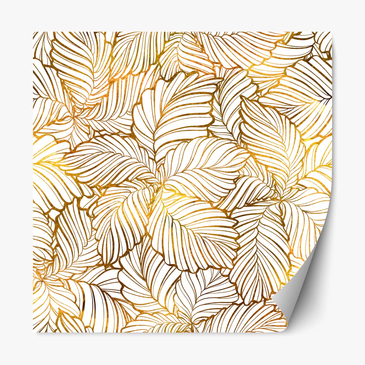 Repositionierbarer Aufkleber goldenes blatt line art muster – Wallnifity®