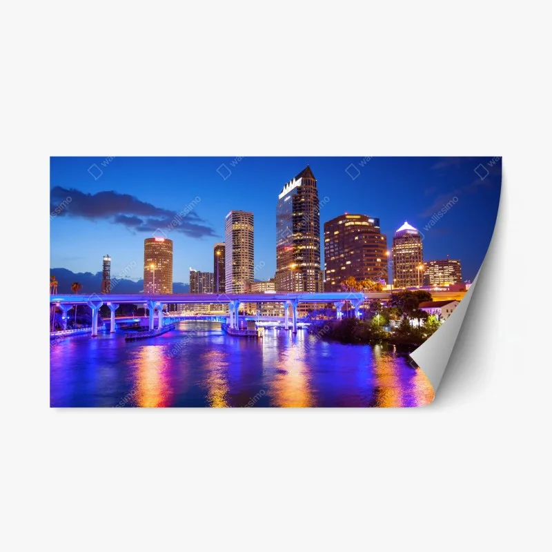Repositionierbarer Aufkleber Tampa skyline bei nacht