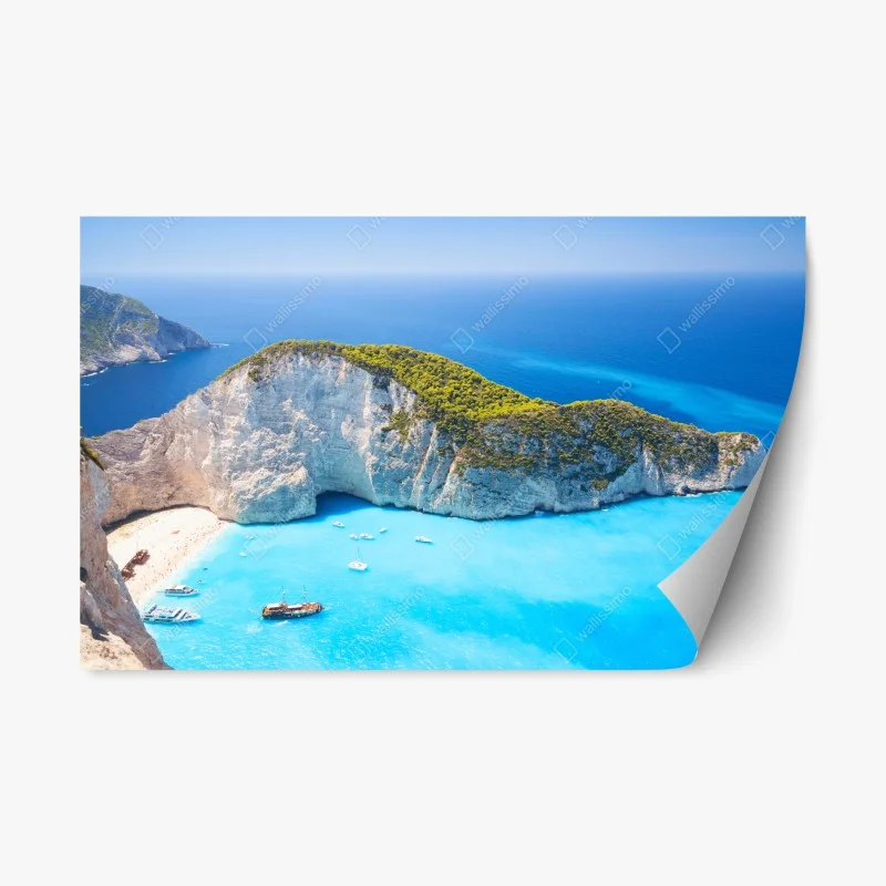 Repositionierbarer Aufkleber Navagio-Bucht türkisblauer strand, Zakynthos