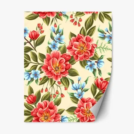 Repositionierbarer Aufkleber lebhaftes aquarell blumenmuster – Wallnifity®