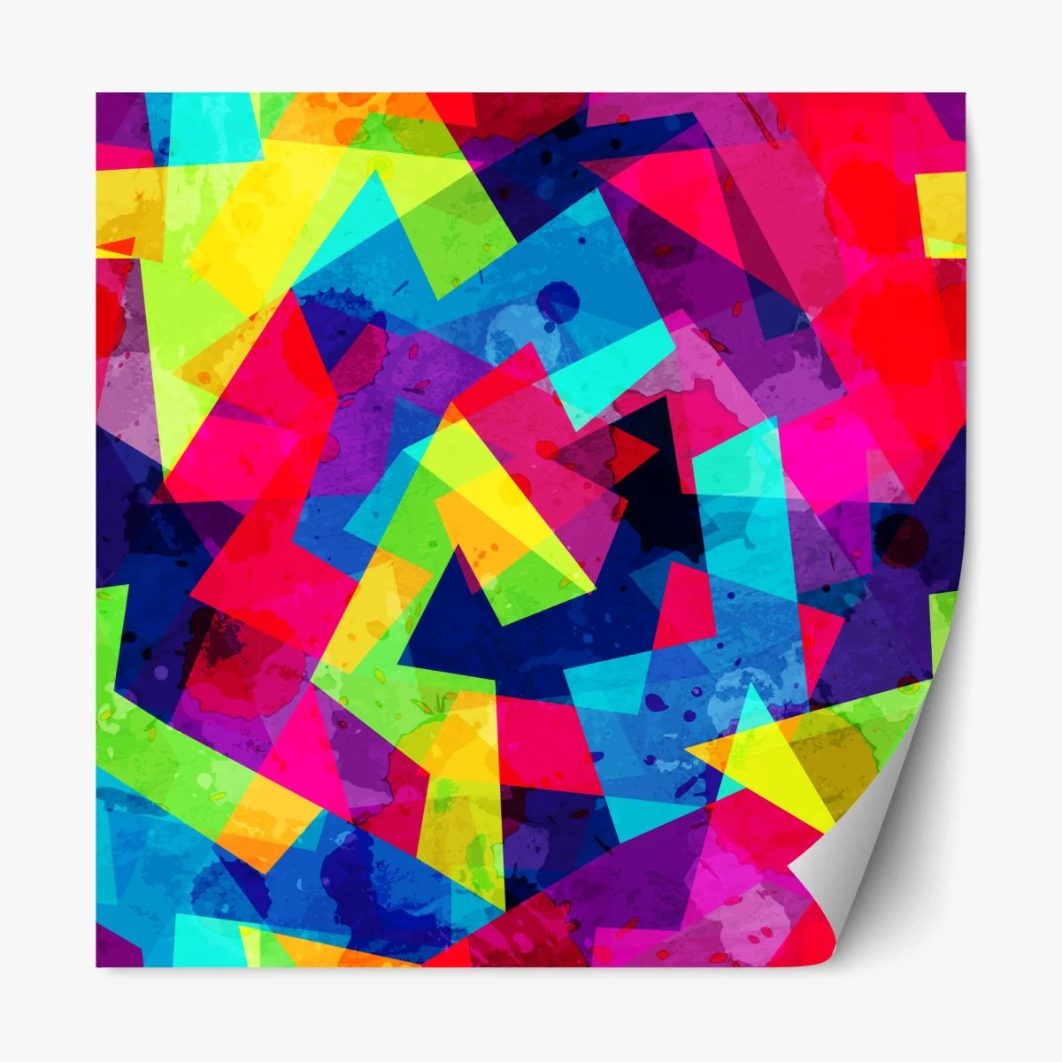 Repositionierbarer Aufkleber lebendige geometrische aquarell-collage – Wallnifity® Repositionierbarer Aufkleber lebendige geometrische aquarell-collage – Wallnifity®