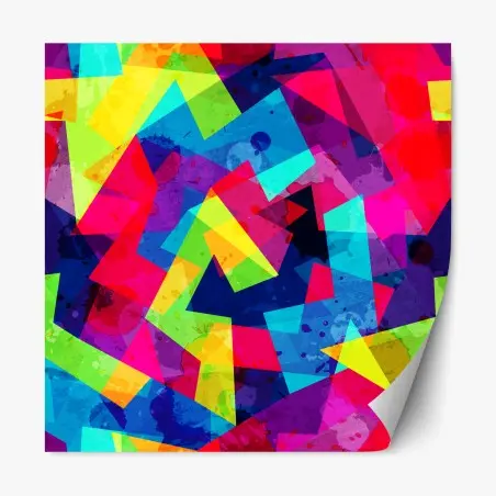 Repositionierbarer Aufkleber lebendige geometrische aquarell-collage – Wallnifity®