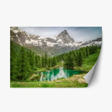 Repositionierbarer Aufkleber blauer see bei Cervinia – Wallnifity®