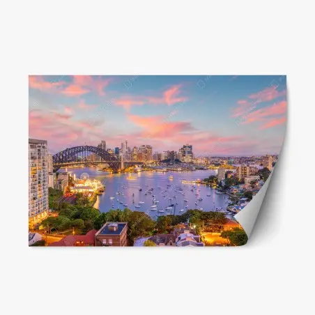 Repositionierbarer Aufkleber sonnenuntergang über Sydney – Wallnifity®