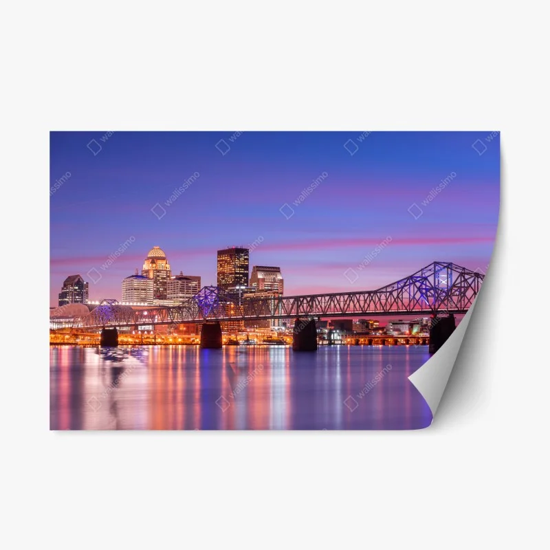 Repositionierbarer Aufkleber Louisville skyline bei dämmerung