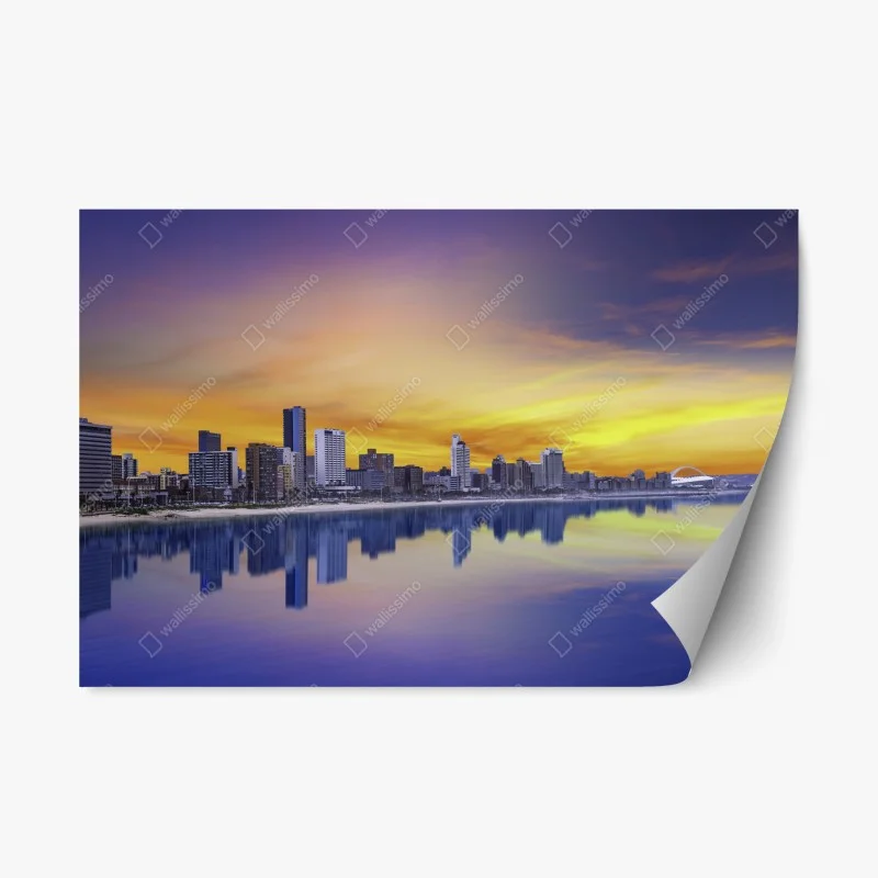 Repositionierbarer Aufkleber Durban dämmerung skyline am strand