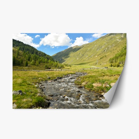 Repositionierbarer Aufkleber alpenbach im sonnigen tal – Wallnifity®