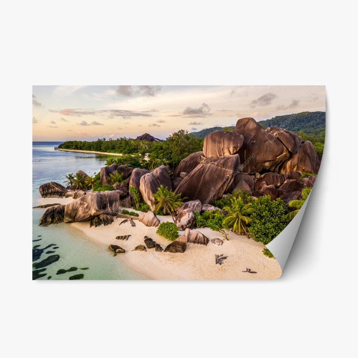 Repositionierbarer Aufkleber Anse d'Argent tropischer granitstrand – Wallnifity® Repositionierbarer Aufkleber Anse d'Argent tropischer granitstrand – Wallnifity®