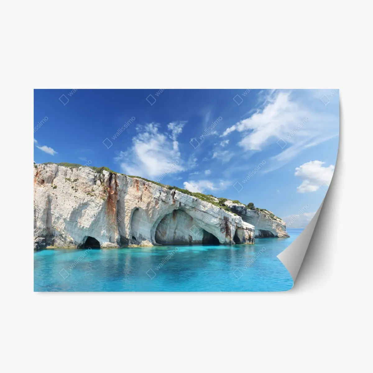 Repositionierbarer Aufkleber blaue höhlen auf Zakynthos – Wallnifity®