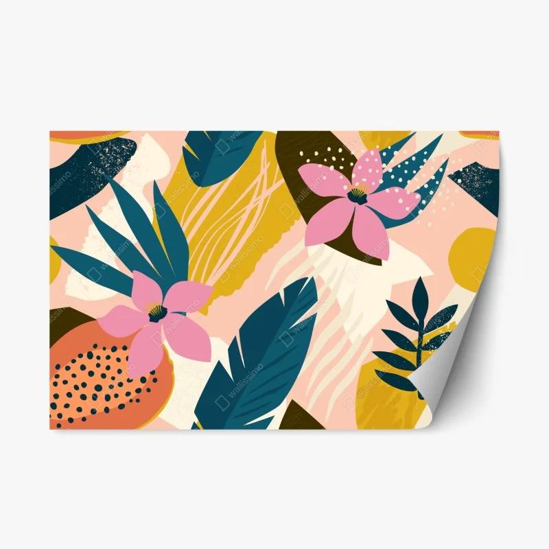 Repositionierbarer Aufkleber tropisches abstraktes blumenmotiv