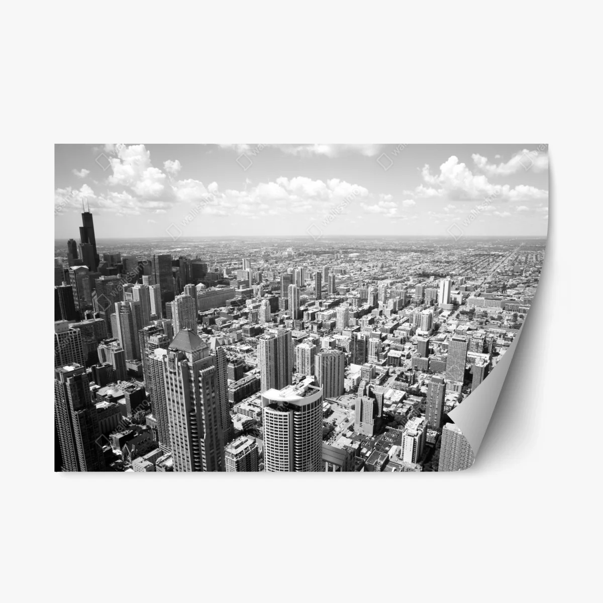 Repositionierbarer Aufkleber Chicago skyline in graustufen – Wallnifity® Repositionierbarer Aufkleber Chicago skyline in graustufen – Wallnifity®