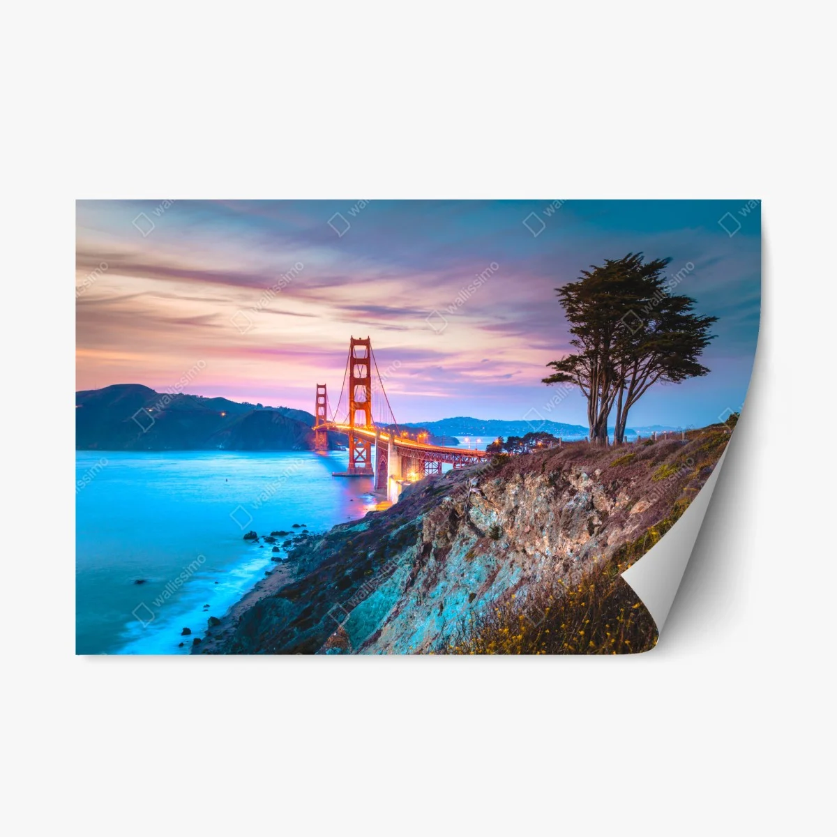 Repositionierbarer Aufkleber Golden Gate Bridge bei dämmerung – Wallnifity® Repositionierbarer Aufkleber Golden Gate Bridge bei dämmerung – Wallnifity®