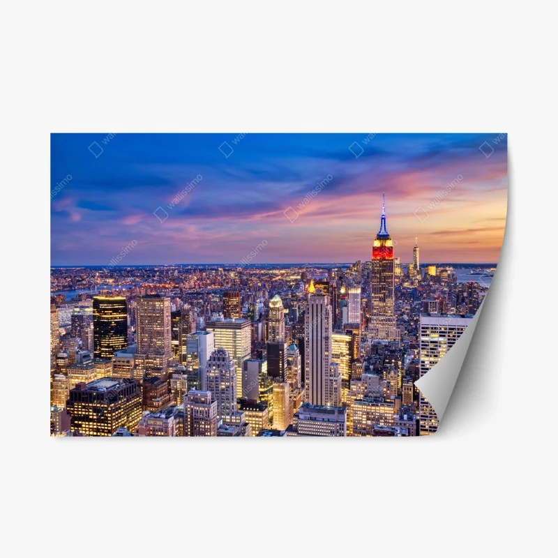 Repositionierbarer Aufkleber New York skyline bei dämmerung