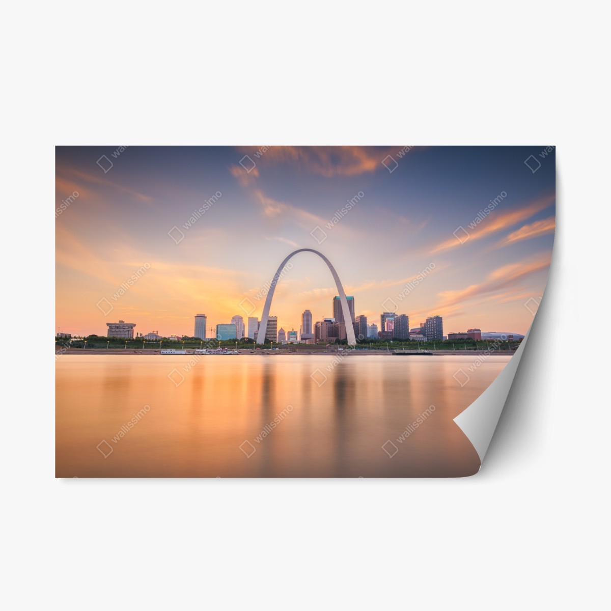 Repositionierbarer Aufkleber St. Louis skyline bei dämmerung – Wallnifity®