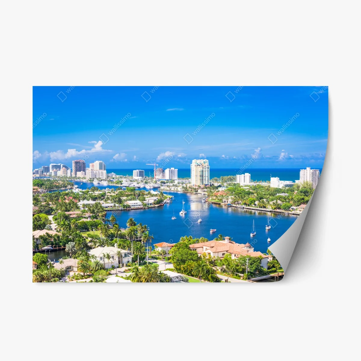 Repositionierbarer Aufkleber Fort Lauderdale stadtskyline am meer – Wallnifity® Repositionierbarer Aufkleber Fort Lauderdale stadtskyline am meer – Wallnifity®
