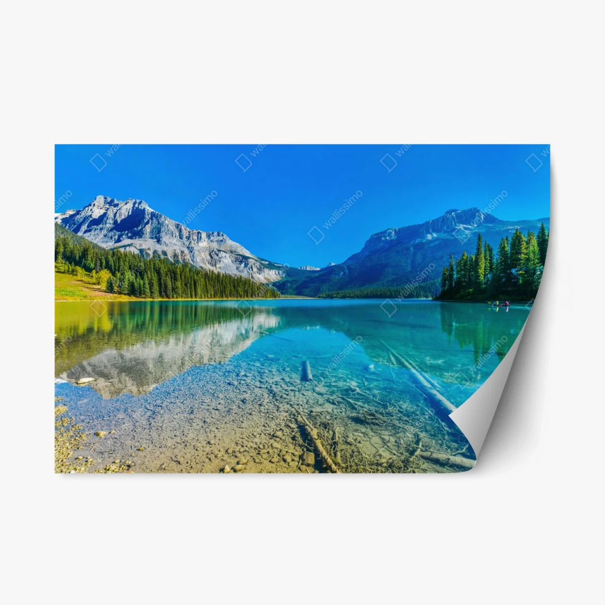 Repositionierbarer Aufkleber türkises alpensee mit bergreflexionen – Wallnifity® Repositionierbarer Aufkleber türkises alpensee mit bergreflexionen – Wallnifity®