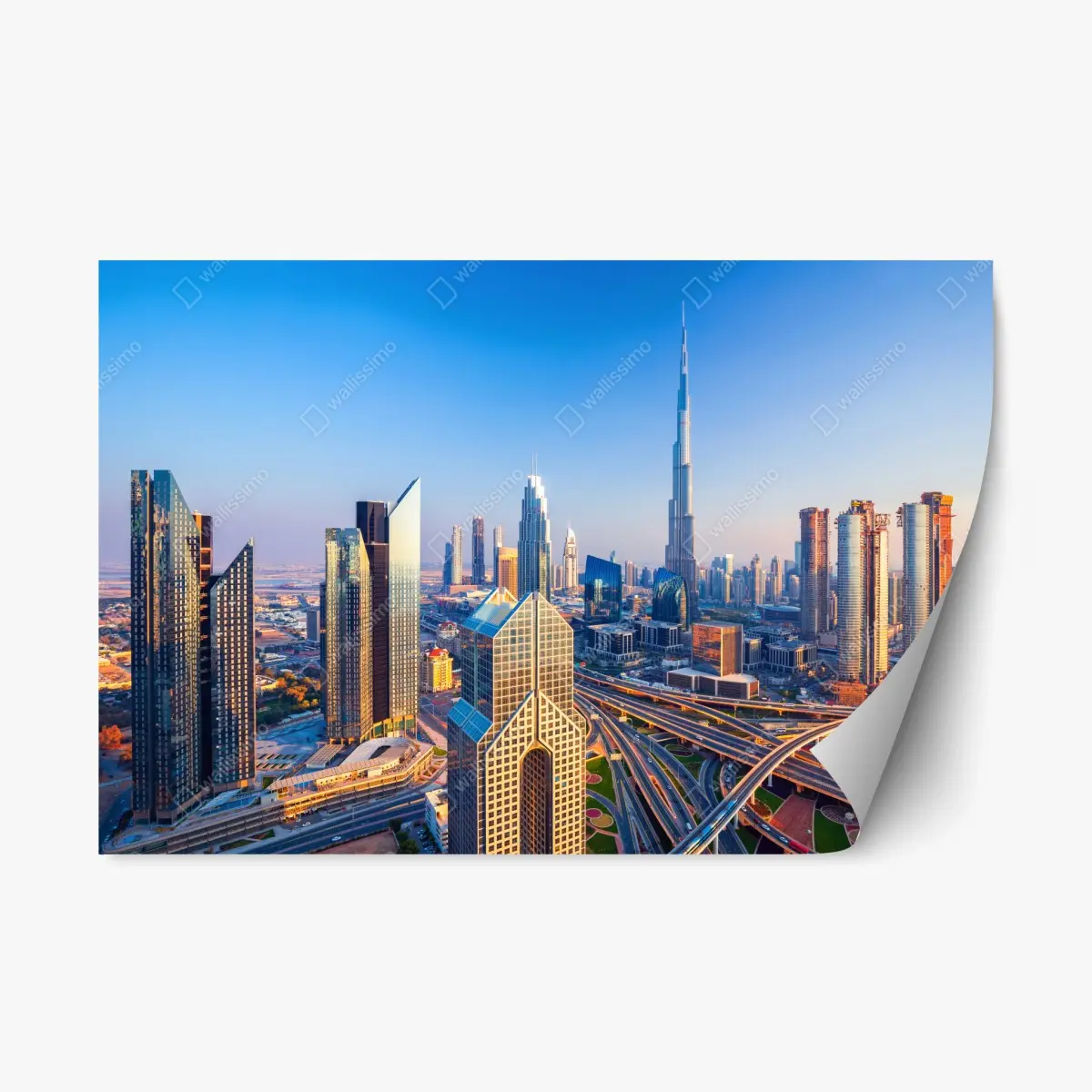 Repositionierbarer Aufkleber panorama Dubais mit Burj Khalifa bei sonnenuntergang – Wallnifity® Repositionierbarer Aufkleber panorama Dubais mit Burj Khalifa bei sonnenuntergang – Wallnifity®