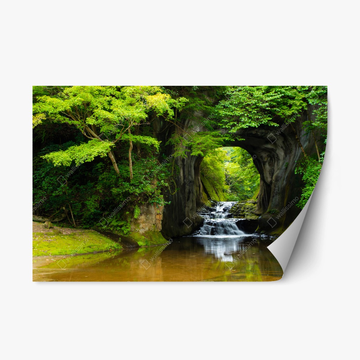 Repositionierbarer Aufkleber geheimer wasserfall im felsbogen – Wallnifity®