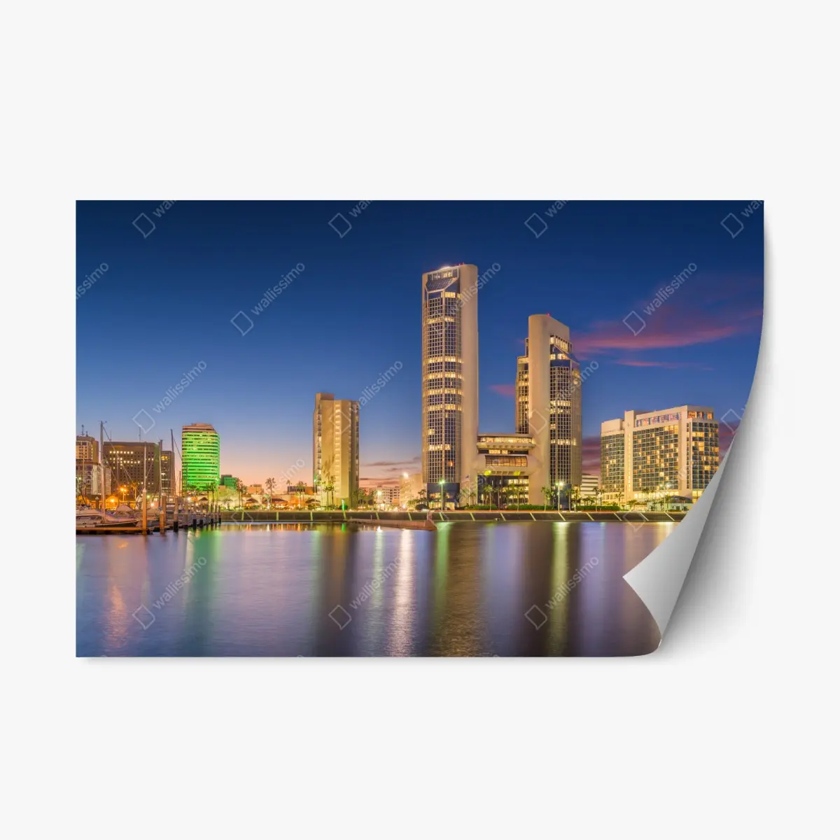 Repositionierbarer Aufkleber Corpus Christi skyline bei dämmerung – Wallnifity®