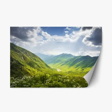 Repositionierbarer Aufkleber üppiges grünes tal – Wallnifity®