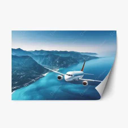 Repositionierbarer Aufkleber küstenflug über türkisblauem meer – Wallnifity®
