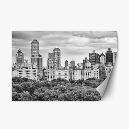 Repositionierbarer Aufkleber Manhattan skyline in schwarzweiß – Wallnifity®