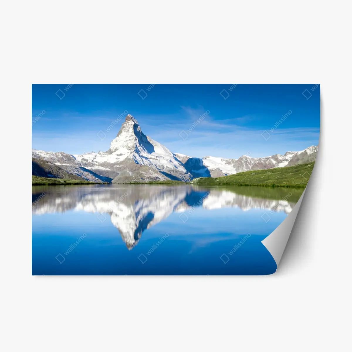 Repositionierbarer Aufkleber majestätische bergspiegelung über alpensee – Wallnifity®